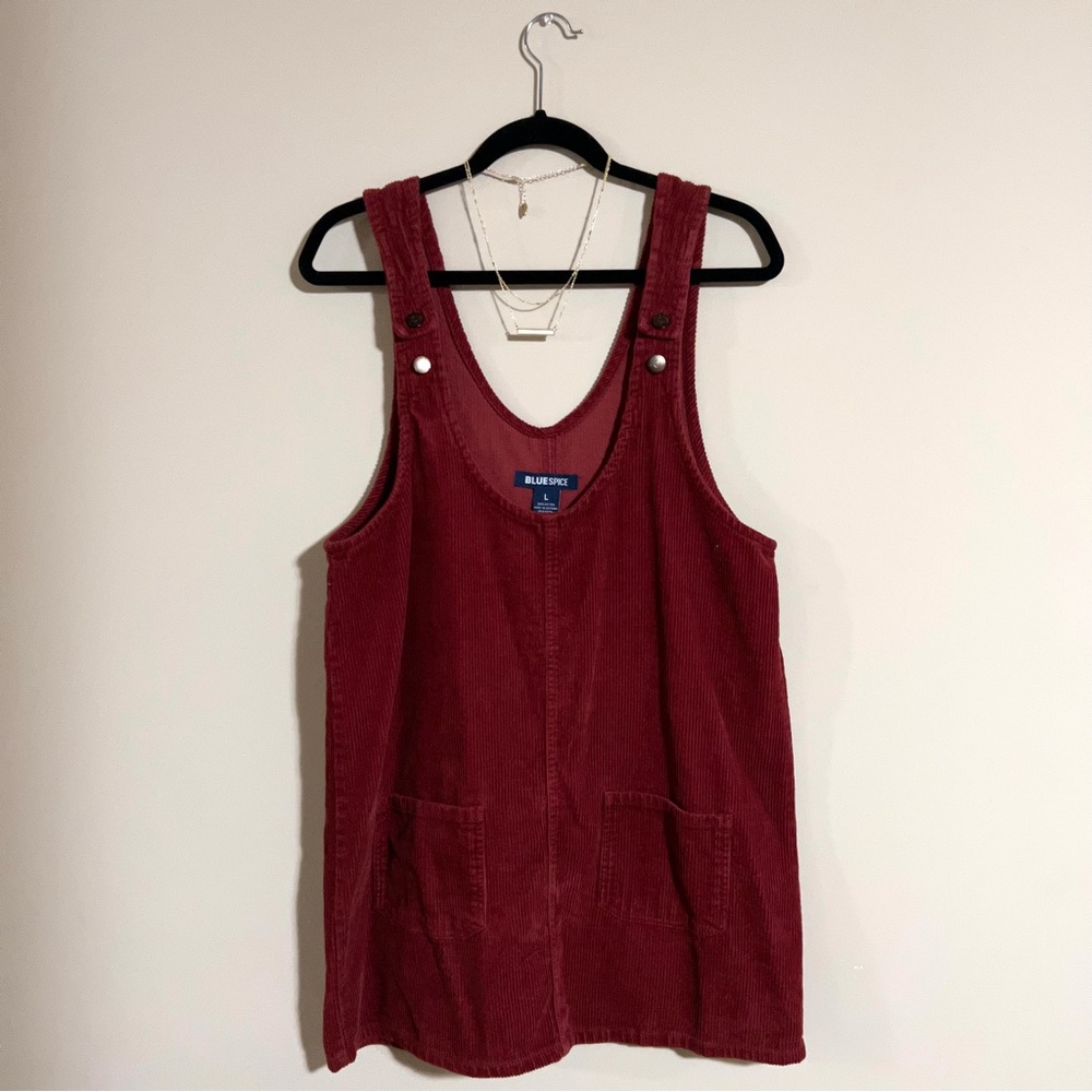 BLUE SPICE Corduroy Overall Dress in Burnt Orange